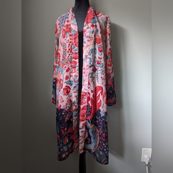 Boho Hippie Flowy Long Sleeve Kimono - Picture 1 of 8